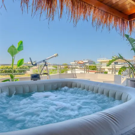 Semesterbostad Coral Paradise Luxury Modern Family With Jacuzzi, Pool View & Parking In Rhodes Island