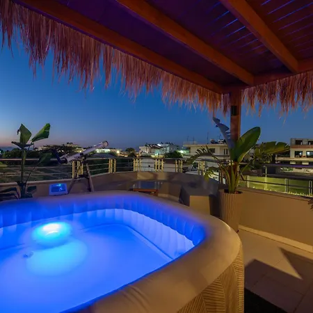 Semesterbostad Coral Paradise Luxury Modern Family With Jacuzzi, Pool View & Parking In Rhodes Island *